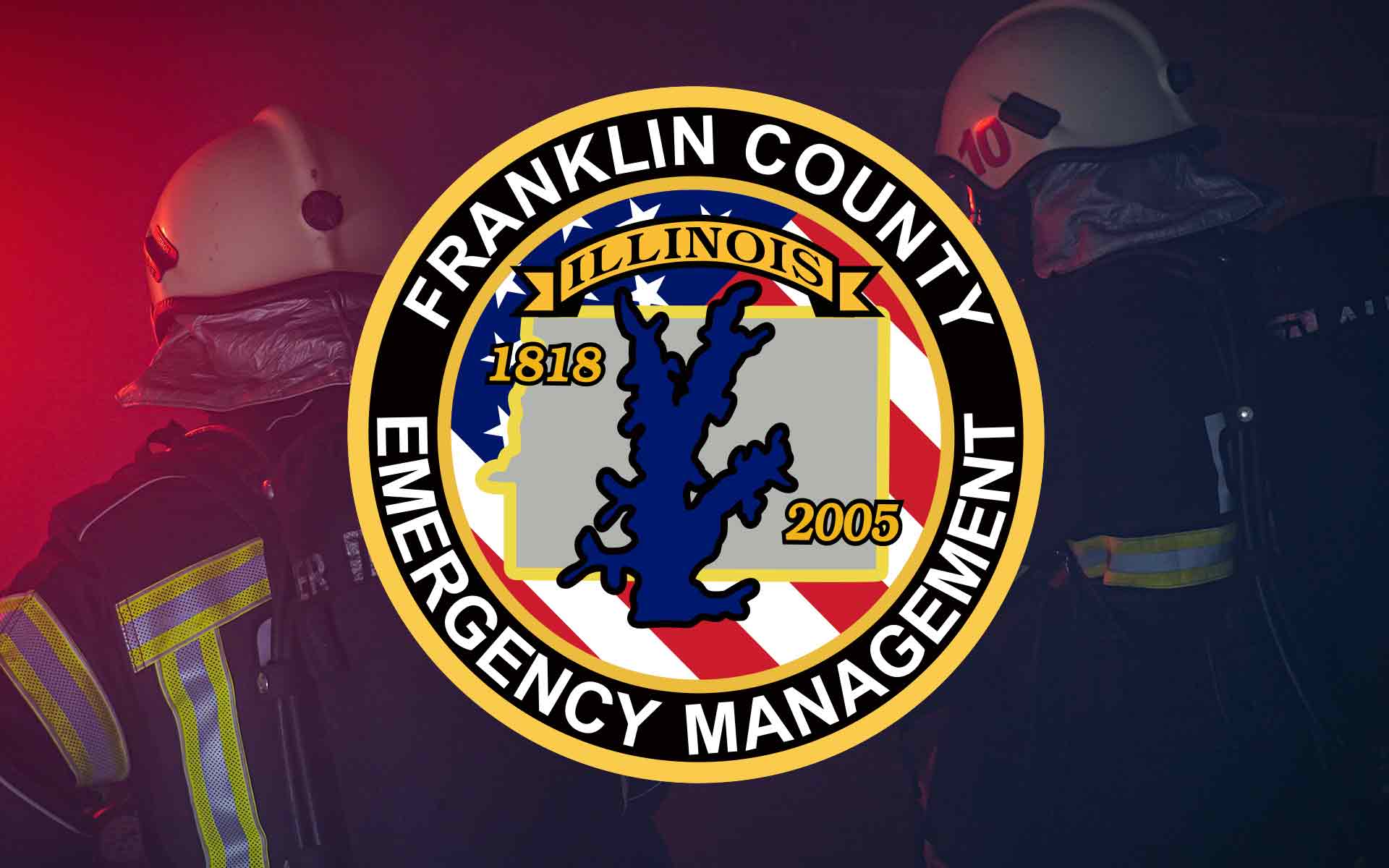 Franklin County Emergency Management Logo over two firefighters